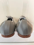 LK BENNETT LIGHT GREY BEAD TRIM SATIN BALLERINA FLATS  SIZE 5/38