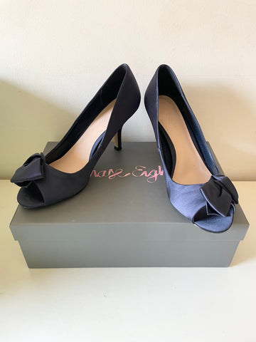 PHASE EIGHT EVA NAVY BLUE SATIN PEEPTOE COURT SHOES SIZE 6/39