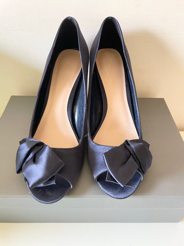 PHASE EIGHT EVA NAVY BLUE SATIN PEEPTOE COURT SHOES SIZE 6/39