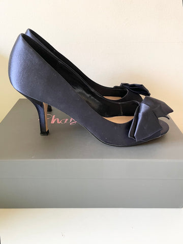 PHASE EIGHT EVA NAVY BLUE SATIN PEEPTOE COURT SHOES SIZE 6/39