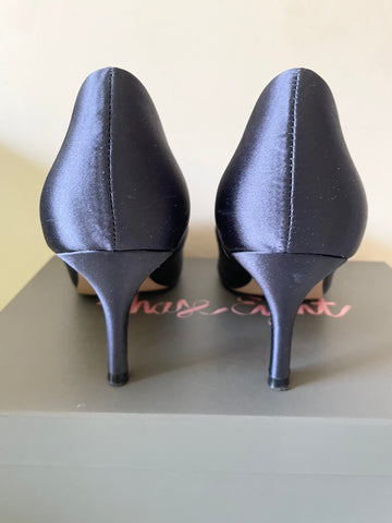 PHASE EIGHT EVA NAVY BLUE SATIN PEEPTOE COURT SHOES SIZE 6/39