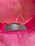 SUZANNE BETTLEY CANDY PINK FEATHER TRIMMED WIDE SHAPED BRIM FORMAL HAT ONE SIZE