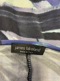 JAMES LAKELAND PURPLE & TURQUOISE PRINT 3/4 SLEEVE STRETCH JERSEY DRESS SIZE 44 UK 12