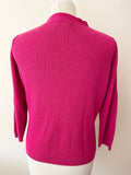 JAEGER PINK RIB KNIT COTTON BLEND V NECK 3/4 SLEEVED JUMPER  SIZE L