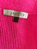 JAEGER PINK RIB KNIT COTTON BLEND V NECK 3/4 SLEEVED JUMPER  SIZE L