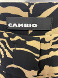 CAMBIO CLAIRE BLACK & CAMEL PRINT STRAIGHT LEG CROP TROUSERS SIZE UK 10