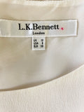 LK BENNETT REIMS 100% SILK CREAM PEPLUM WAIST SHORT SLEEVE TOP SIZE 10