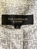 PAUL COSTELLO GREY PRINT COLLARLESS 3/4 SLEEVE SHIRT SIZE 8