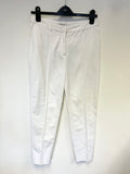 LK BENNETT LARIS WHITE COTTON ANKLE GRAZER TROUSERS SIZE 10