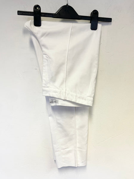 LK BENNETT LARIS WHITE COTTON ANKLE GRAZER TROUSERS SIZE 10