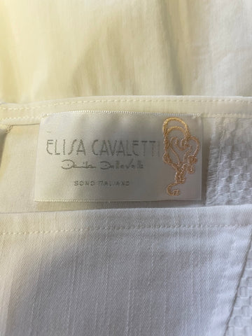 ELISA CAVALETTI WHITE & SILVER EMBROIDERED PANEL LONG COTTON SKIRT SIZE 10