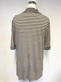 DORIS STREICH BLACK & CREAM STRIPED SLEEVELESS TOP & CARDIGAN SET SIZE 40 UK 14