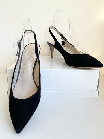 BRAND NEW MARKS & SPENCER AUTOGRAPH BLACK SUEDE SLINGBACK HEELS SIZE 4.5/37.5