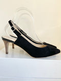 BRAND NEW MARKS & SPENCER AUTOGRAPH BLACK SUEDE SLINGBACK HEELS SIZE 4.5/37.5