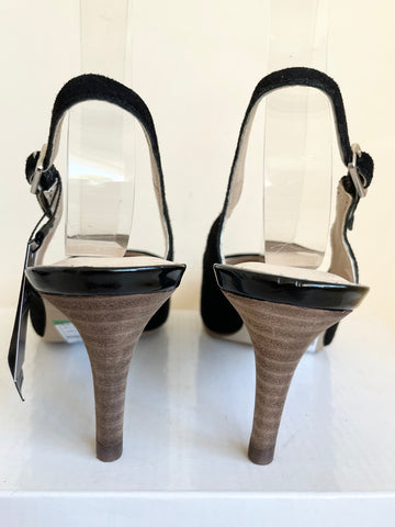 BRAND NEW MARKS & SPENCER AUTOGRAPH BLACK SUEDE SLINGBACK HEELS SIZE 4.5/37.5