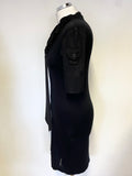 MARCCAIN SPORTS BLACK STRETCH JERSEY SHORT SLEEVED ZIP FRONT PENCIL DRESS SIZE 2 UK 10