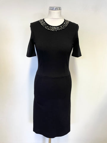 PAUL SMITH BLACK JEWEL TRIM NECKLINE SHORT SLEEVE PENCIL DRESS SIZE 40 UK 8