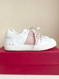 VALENTINO GARAVANTI WHITE & WATER ROSE LEATHER TRAINERS SIZE 4.5/37.5