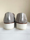 HB ESPANA GREY & SILVER RHINESTONE TRIM SUEDE & LEATHER WEDGE HEEL SHOES SIZE 4.5/37.5