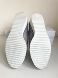 HB ESPANA GREY & SILVER RHINESTONE TRIM SUEDE & LEATHER WEDGE HEEL SHOES SIZE 4.5/37.5