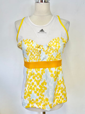 STELLA McCARTNEY FOR ADIDAS WHITE & YELLOW VEST TOP & CROPPED LEGGINGS SET SIZE 16/M