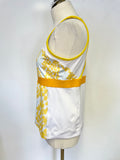 STELLA McCARTNEY FOR ADIDAS WHITE & YELLOW VEST TOP & CROPPED LEGGINGS SET SIZE 16/M