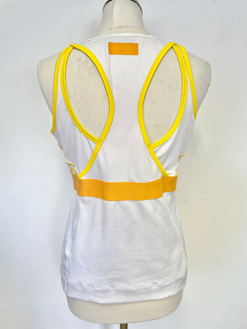 STELLA McCARTNEY FOR ADIDAS WHITE & YELLOW VEST TOP & CROPPED LEGGINGS SET SIZE 16/M