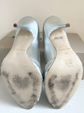 DUNE SILVER LEATHER PEEPTOE HEELS & MATCHING CLUTCH SHOULDER BAG SIZE 7.5/41