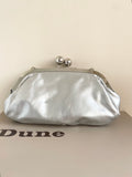 DUNE SILVER LEATHER PEEPTOE HEELS & MATCHING CLUTCH SHOULDER BAG SIZE 7.5/41