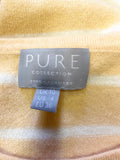 PURE COLLECTION 100% CASHMERE PEACH & WHITE STRIPE 3/4 SLEEVE JUMPER SIZE 10