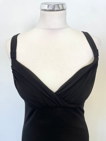 BRAND NEW WITH TAGS PER UNA BLACK MESH OVERLAY FINE STRAP EVENING DRESS SIZE 8L