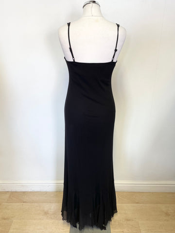 BRAND NEW WITH TAGS PER UNA BLACK MESH OVERLAY FINE STRAP EVENING DRESS SIZE 8L