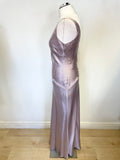 LAURA ASHLEY LILAC 100% SILK SLEEVELESS LONG DRESS SIZE 10