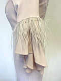 COAST BLUSH PINK OFF THE SHOULDER FEATHER TRIM BELL SLEEVE PENCIL DRESS SIZE 8
