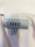 COAST BLUSH PINK OFF THE SHOULDER FEATHER TRIM BELL SLEEVE PENCIL DRESS SIZE 8