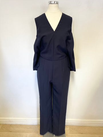 BRAND NEW MARTY NAVY BLUE CAPE BACK STRAIGHT LEG JUMPSUIT SIZE 8