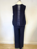 BRAND NEW MARTY NAVY BLUE CAPE BACK STRAIGHT LEG JUMPSUIT SIZE 8