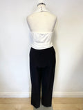 BRAND NEW MINT BY MINT VELVET BLACK & OFF WHITE WRAP FRONT SPECIAL OCCASION JUMPSUIT SIZE 8