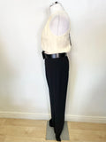 BRAND NEW TED BAKER ANNAA BLACK & CREAM DEEP FOLD FRONT STRAIGHT LEG JUMPSUIT SIZE 2 UK 10