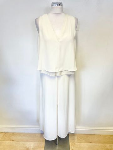 BRAND NEW REISS VIOLA OFF WHITE SHEER LAYERED MIDI DRESS SIZE 10