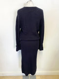 REISS JODIE NAVY BLUE ROUND NECK POUCHED BODICE LONG SLEEVED JUMPER DRESS SIZE S