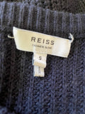 REISS JODIE NAVY BLUE ROUND NECK POUCHED BODICE LONG SLEEVED JUMPER DRESS SIZE S