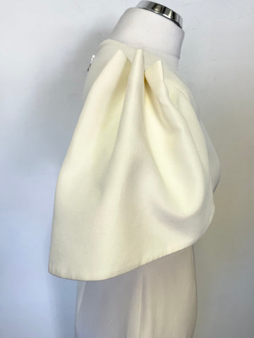 ROKSANDA IVORY SILK BLEND PLEATED SLEEVE DETAIL PENCIL DRESS SIZE 10