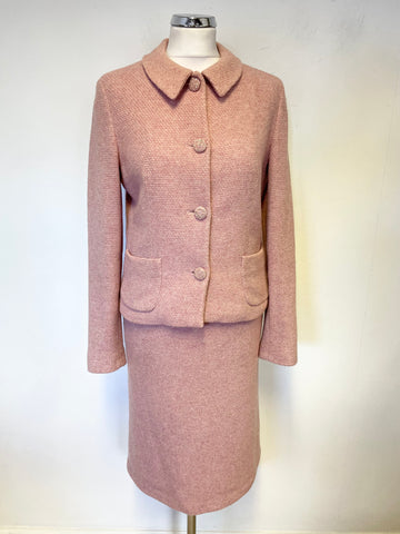 LK BENNETT PINK WOOL BLEND JACKET & SKIRT SUIT SIZE 10