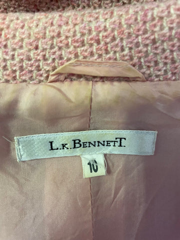 LK BENNETT PINK WOOL BLEND JACKET & SKIRT SUIT SIZE 10