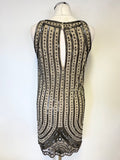 BRAND NEW MONSOON LIMITED EDITION BEIGE & BLACK BEADED & SILVER SEQUINNED SPECIAL OCCASION DRESS SIZE 10