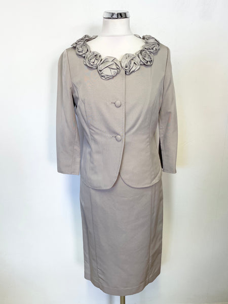 BRAND NEW LK BENNETT NANDA LIGHT GREY PENCIL DRESS & FITTED JACKET SUIT SIZE 10