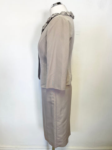 BRAND NEW LK BENNETT NANDA LIGHT GREY PENCIL DRESS & FITTED JACKET SUIT SIZE 10