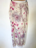 ANNA CORONEO IVORY & PINKS FLORAL SILK LARGE SQUARE SCARF