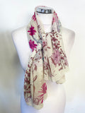 ANNA CORONEO IVORY & PINKS FLORAL SILK LARGE SQUARE SCARF